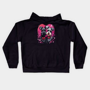 Miniature Schnauzer Couple Valentine Kids Hoodie